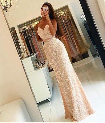 Sweetheart Sequin New Gorgeous Long Sweet 16 Gowns Mermaid Backless Prom Dresses
