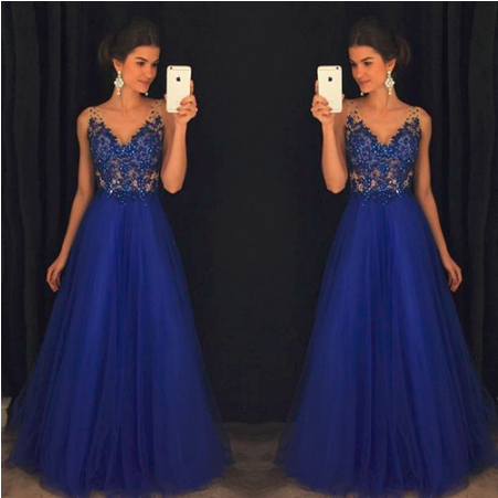 Sparkly V Neck Prom Dress Sexy Backless Evening Dress Tulle Long Prom Gown