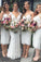 Short Sheath Sleeveless Spaghetti Straps Ivory Ankle Length Lace Bridesmaid Dresses