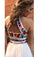Two Pieces Embroidery Prom Dresses Unique Halter Open Back Formal Dress with Tulle
