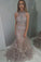 Two Pieces Mermaid High Neck Blush Prom Dress With Beading Evening Dresses