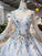 Stunning Light Blue Long Sleeve Wedding Dresses High Neck Quinceanera Dresses