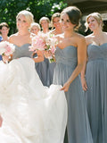 A-Line/Princess Sweetheart Sleeveless Floor-Length Chiffon Bridesmaid Dresses TPP0005688
