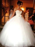 Ball Gown Bowknot Sweetheart Tulle Sleeveless Floor-Length Wedding Dresses TPP0006045