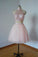 Two Pieces Pretty Sexy Charming Beading Halter Tulle Blush Pink Homecoming Dresses