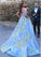 Wonderful Off-the-shoulder Ball Gown Formal Blue Lace Appliques Long Quinceanera Dresses